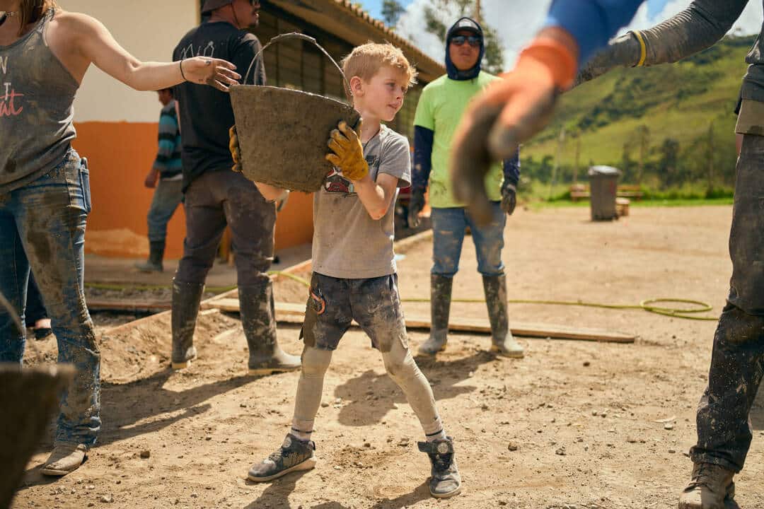 Young Boy Helping With Service Project